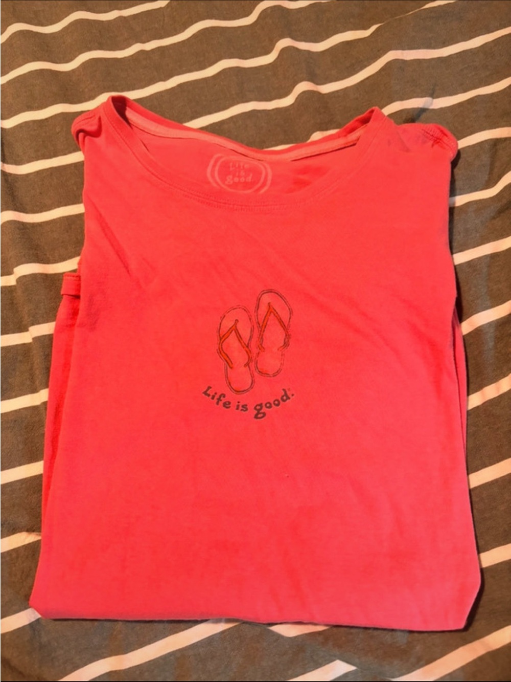 Life Is Good Coral Pink Tank Top with Flip Flop Graphic